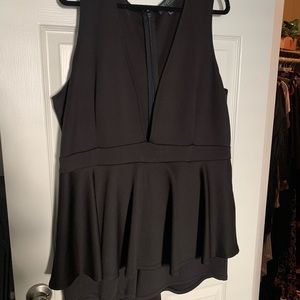Black Romper with Deep Plunge Line